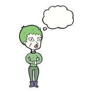 cartoon zombie girl with thought bubble N12