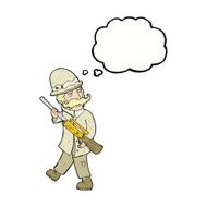 cartoon big game hunter with thought bubble N9
