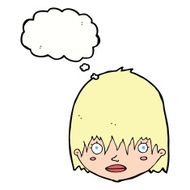 cartoon staring woman with thought bubble N40