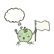 cartoon funny apple with flag thought bubble N8