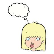 cartoon surprised woman with thought bubble N211