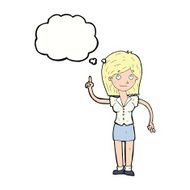 cartoon woman with idea thought bubble N215