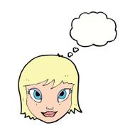 cartoon female face with thought bubble N123