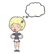 cartoon woman in french maid outfit with thought bubble N9