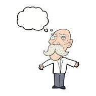 cartoon angry old man with thought bubble N118