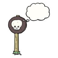 cartoon sign post with thought bubble
