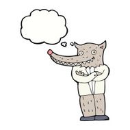 cartoon wolf man with thought bubble N33