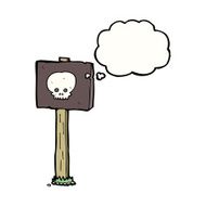 cartoon sign post with thought bubble N2