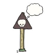 cartoon sign post with thought bubble N3