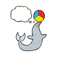 cartoon performing seal with thought bubble N9