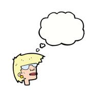 cartoon female face with glasses thought bubble N9