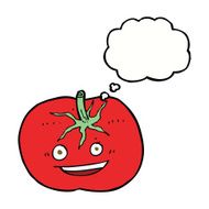 cartoon tomato with thought bubble N36