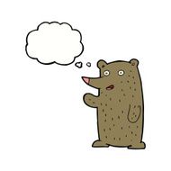 cartoon waving bear with thought bubble N2
