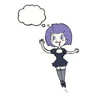 cartoon happy vampire girl with thought bubble N32
