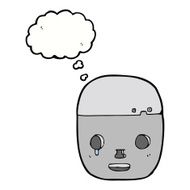 cartoon robot head with thought bubble N48
