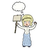 cartoon vicorian woman protesting with thought bubble N5