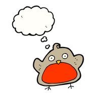 cartoon christmas robin with thought bubble N5
