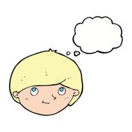 cartoon happy man with thought bubble N393