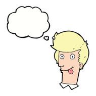 cartoon man with tongue hanging out thought bubble N9
