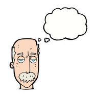 cartoon bored old man with thought bubble N16