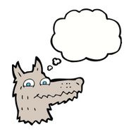 cartoon wolf head with thought bubble N18