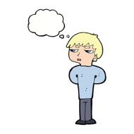 cartoon antisocial boy with thought bubble N8