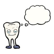 cartoon happy tooth with thought bubble N32
