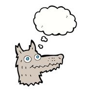 cartoon wolf head with thought bubble N19