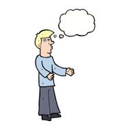 cartoon curious man with thought bubble N58