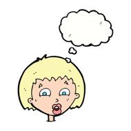 cartoon shocked expression with thought bubble N17