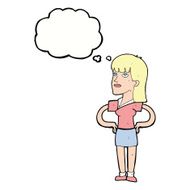 cartoon woman with hands on hips thought bubble N188