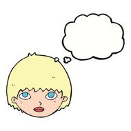 cartoon girl staring with thought bubble N8
