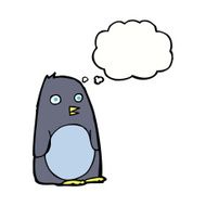Cartoon Penguin With Thought Bubble N10