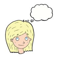 cartoon happy female face with thought bubble N156