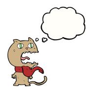 cartoon frightened cat with thought bubble N22