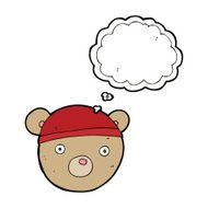 cartoon teddy bear hat with thought bubble