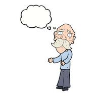 cartoon lonely old man with thought bubble N9