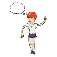 cartoon pretty girl asking question with thought bubble N5