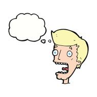 cartoon terrified man with thought bubble N190