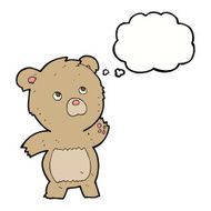 cartoon curious teddy bear with thought bubble
