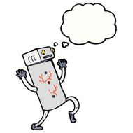 cartoon robot with thought bubble N144