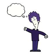 cartoon vampire man with thought bubble N99