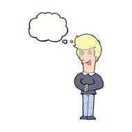 cartoon man sticking out tongue with thought bubble N25