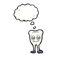 cartoon smiling tooth with thought bubble N9