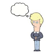 cartoon man staring with thought bubble N9