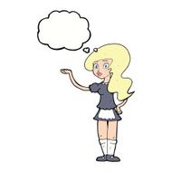 cartoon waitress with thought bubble N26