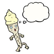cartoon ice cream with thought bubble N8