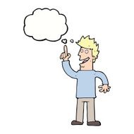 cartoon man with great new idea thought bubble N8