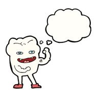 cartoon strong healthy tooth with thought bubble N9