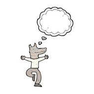 cartoon wolf man with thought bubble N35